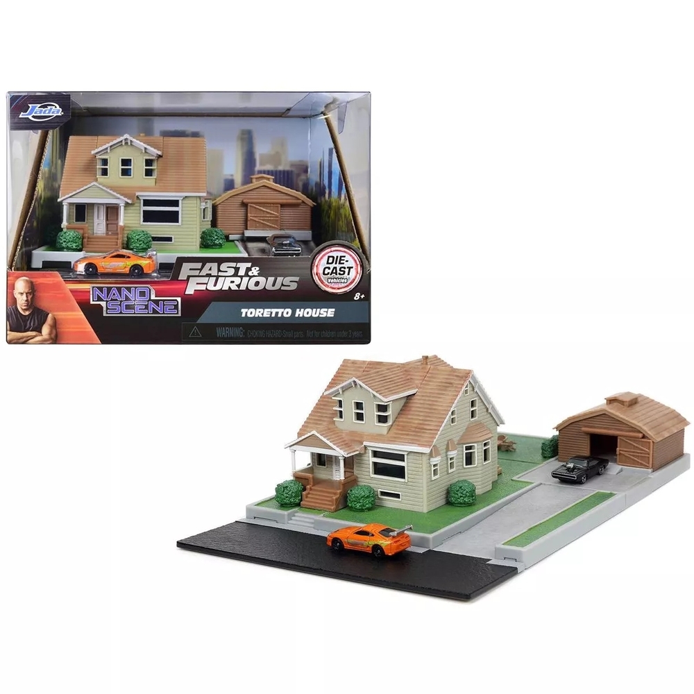 Fast & Furious Toretto House Playset - Green House with Orange Car